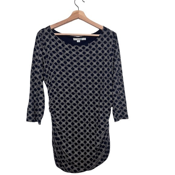 Boden Boatneck Ruched‎ Honeycomb Pattern top size 12 - Picture 1 of 9